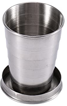 Collapsible Stainless Steel Travel Cup - Expandable Folding Cup with Keychain | Food-Grade & Leak-Proof | Compact for Camping, Hiking, Travel (S)