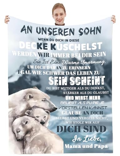 Personalisierte Decke Geschenk für Sohn Von Eltern, Kuscheldecke An unseren Sohn , Brief Decken Geschenke für den Geburtstag der Sohn zu Weihnachten Abschlussgeschenk Geschenk ,18 Geburtstag Junge