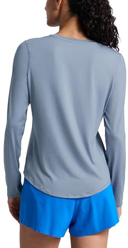 CRZ YOGA Leichtes Crewneck Langarmshirt | Workout, Feuchtigkeitsableitend, Classic Fit, Hüftlang, Reflektierende Details, Sportshirt Langarm für Damen