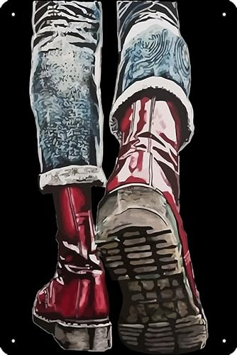 Skinhead Boots Kunstdruck, Metall-Blechschild, 30,5 x 20,3 cm, lustiges Männerhöhle, Zuhause, Büro, Bar, Dekoration