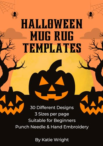 Halloween Mug Rug Patterns & Templates for Punch Needle and Embroidery