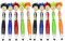 Dickly 3 in 1 Pen Mop Head Topper Pen Funky Stationery Gift Retractable Ballpoint Pens Novelty Pens Black Ink for Kids Adults, 10Pcs