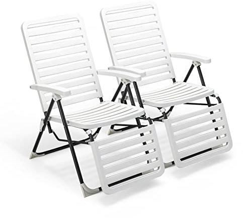 COSTWAY Sonnenliege, klappbarer Liegestuhl mit 7-Fach Verstellbarer Rückenlehne, wetterfeste Relaxliege mit Hochlehner, atmungsaktiv, Gartenliege für Hinterhof, Garten, Balkon