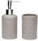DAMDAM GO | Set de Baño, Accesorio de Baño Cerámica, Porta Cepillo y Dispensador de Jabón (Gris)