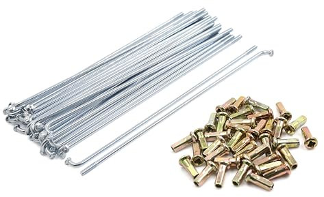 A ABSOPRO Llanta De Motocicleta Con Radios Plateados Y Pezones De Metal De 180 mm De Longitud (Juego de 36)