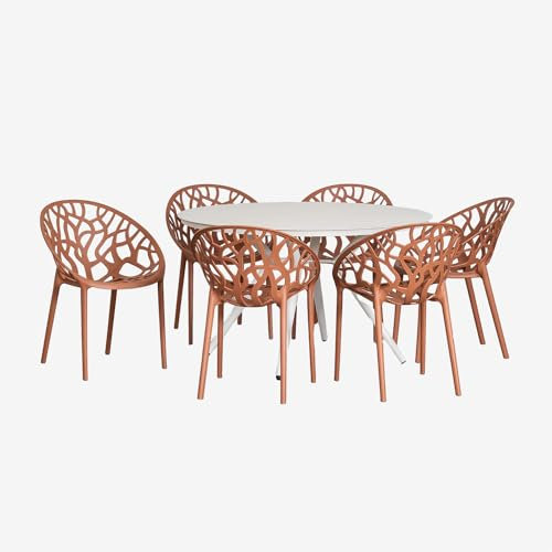 SKLUM Rundes Valerie-Tischset aus Aluminium (Ø125 cm) und 6 Ores-Gartenstühle