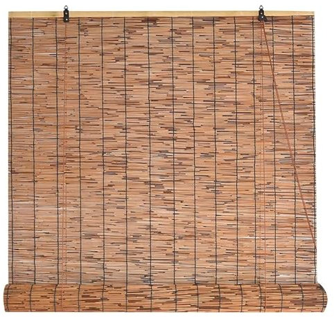 Bambus Jalousien Innen Bambusrollo 90x200 120x200 150x230 Sonnenschutz Wetterfest Raffrollo Holzrollo Natur Anti-UV Bambus Rollo Sichtschutz Fenster Rollo Ohne Bohren (Color : 90cm Breit, Size : 120