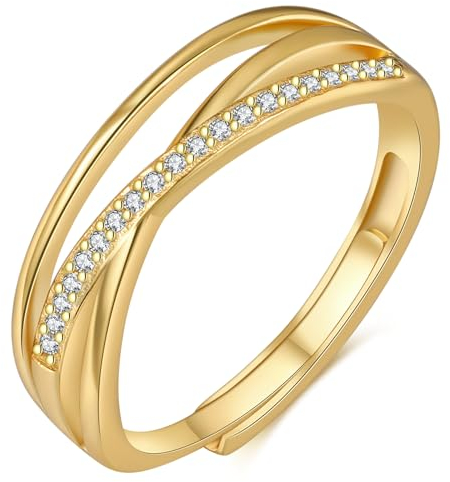 RANKEEF 925 Silberring Damen Immer Verbunden Verstellbare Silber Frauen Ring Verlobungsringe Für Damen Und Mädchen Mit Inspirierender Karte