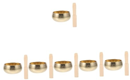 6 ensembles bol de méditation de yoga bol bouddhiste percussions tibétaines support de suond tibétain créatif bol chantant de méditation bol de yoga rétro vintage bol zen manuel en bois à court de