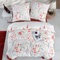 ZIRVEHOME Bettwäsche 200x220 cm. Weiß, 3-teilig, Baumwolle, Bettgarnitur mit Bettbezug und Kissenbezug 80x80, Renforcé, geblümt mit Grün, Rot Blumen-Muster. Eleyse