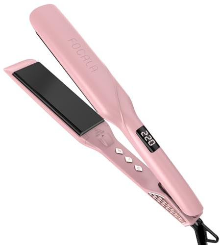 Plancha de Pelo profesional con placas anchas para cabello largo, grueso o rizado Cerámica Revestimiento Tecnología iónica 12 Temperaturas 120-230°C para todo tipo de cabello Pantalla digital