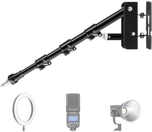 Takerers - Wandhalterung für Ringlicht: platzsparend, flexible 180° Drehung, dreieckiger Arm zur Wandmontage mit 3/8 und 1/4 Schraube für Foto- u