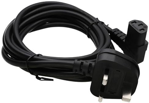 5 Metre 3 PIN MAINS CABLE POWER CORD TO RIGHT ANGLE IEC C13 CABLE Angled Long Mains 13A Power Lead Cable Compatible with Samsung TV, PC, Monitor, Plug, Cord, Printers (KETTLE LEAD)