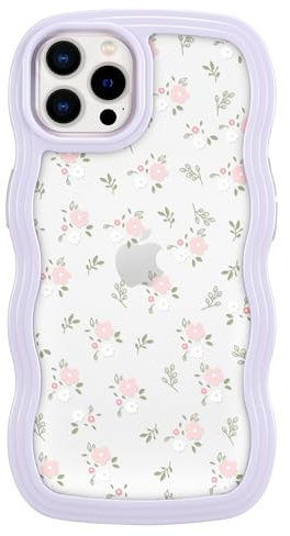 ZCDAYE Floral Case Compatible with iPhone 14 Pro, Aesthetic Flower Pattern Cute Curly Wavy Shape Phone Case for Women Girls, Soft TPU Shockproof Cover for iPhone 14 Pro (6.1 inch), Purple