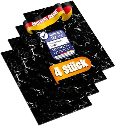 MTAK Wandpaneele Marmoroptik - 60x120 cm | PVC Wandverkleidung aus Kunststoffplatten - 4 Stück -Küchenrückwand - Bad & mehr | Einfache Montage mit Silikon (PVC-SM60120)