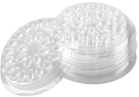 50pcs Eyelashes Glue Pallet, PVC Disposable Eyelash Glue Tray Transparent Plastic Eyelashes Extension Glue Stand Pads, for Glue, Tattooing Pigment, Ink