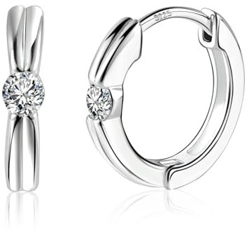Silber 925 Ohrringe Kleine Creolen, ALEXCRAFT Silber 925 Creolen Twist Kleine Knorpel Kreolen Huggie Creolen Sterling Silber Creolen mit Stein Zirkonia Ohrringe Kleine Mini Creolen Damen Mädchen