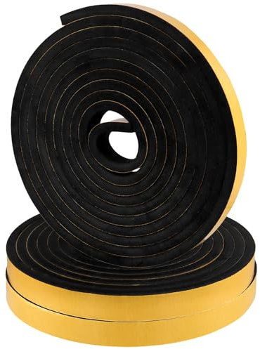 KEILEOHO 3 Stück Moosgummi Selbstklebend 25 mm(B) x 10 mm(D) x 5 m(L), Dichtungsband Selbstklebend Schwarz, Schaumstoff Klebeband Schaumstoffband für Tür, Fenster
