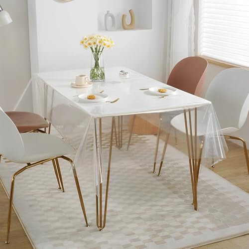 Tischdecke Transparent 90x160cm, Durchsichtige Tischdecke, Transparente Tischdecke, Tischdecke Durchsichtig, PVC Tischdecke Transparent, Wasserdicht Abwaschbar PVC Folie Fettdicht Tischschutzfolie