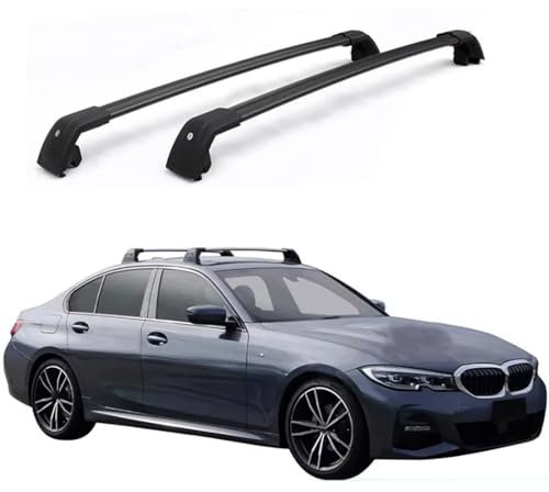 Tragfähiger, Verstellbarer Dachträger für BMW 3 Series G20 Sedan 2019+, Aluminiumlegierung/mit Schloss,Black-Black