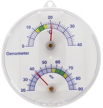 Lantelme Weinkeller Oenometer mit Thermometer und Hygrometer | Deutsche Herstellung | Präzise Temperatur 0°C bis 40°C - Luftfeuchte 20% bis 90% von Wein und Weinbrand Most | Perfekt für Weinlagerung