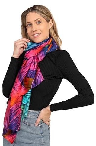 Trillion London® Silk Scarf For Women | Lightweight Ladies Scarves | Shawl Wraps | Head Scarf | Gifts for Women | Designer Prints | Daily Wear | Smooth and Soft | Floral Print| Pink