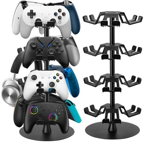 Jcocylse Support Manette avec Porte Casque Gaming - Gaming Accessoire Économiseur d'Espace pour PS5, PS4, Switch Pro - Support de Contrôleur et Casque - Décoration Gamer(4 Étages)