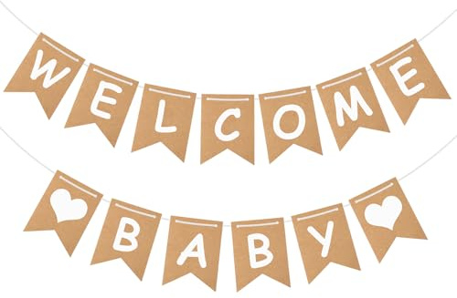 Welcome Baby Banner Rustic Baby Shower Decorations Elegant Boy and Girl Announcement Banner Newborn Birth Sign for Gender Neutral Baby Shower Party Wall Backdrop Decor