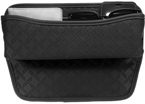 sourcing map Car Seat Gap Filler Organizer 11.5 x 8 x 2.1 Inch Leather Universal Car Organizer Storage Box Between Seat and Console for Phone Sunglasses Keys, Black