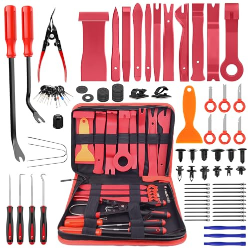 Wolfwill 250Pcs Trim Removal Tool Pry Kit, Car Panel Radio Stereo Auto Clip Plier Fastener Remover Prybar Hook Pick Upholstery Repair with Storage Bag