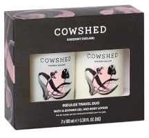 Cowshed Bath & Body Duo 2 x 100ml, Travel Gift Set | Indulge Shower Gel & Body Lotion With Floral Rose & Jasmine, Lotion & Body Wash Gift Set