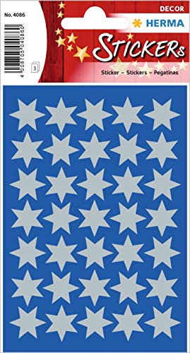 HERMA 4086 Aufkleber Sterne Silber klein, 105 Stück, 16 mm, Stern Sticker aus Papier, Weihnachtssticker Sternaufkleber für Weihnachten Geschenke Adventskalender Dekoration Kinder Belohnung DIY Basteln