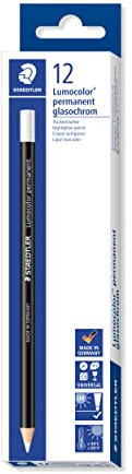 STAEDTLER 108 20-0 Lumocolor glasochrom Trockenmarker, permanent, 12 Stück im Kartonetui, weiß