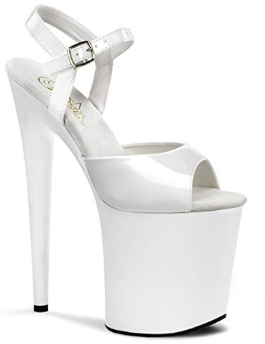 Pleaser FLAMINGO-809, Damen Plateau Sandalen, Weiß (Weiss (Wht Pat/Wht)), 40 EU (7 Damen UK)