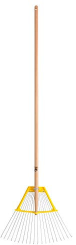 Leborgne, Râteau Multiservices Fil Rond 20 dents Manche Bois Certifié PEFC 100%, Manche extra long de 150 cm, dents robustes en acier renforcées, Fabriqué en France