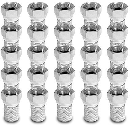 ARLI 25x F-Stecker 7 – 7,4 mm – Sat Antennen TV Koaxialstecker mit breiter Mutter & Dichtring | Für LNB Multischalter Receiver Antennentechnik