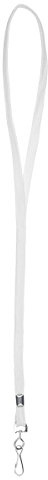 Karteo Schlüsselband weiß [1 Stück] Band 10 mm Lanyard mit Metalldrehhaken für Kartenhüllen Ausweishüllen als Ausweishalter