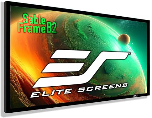 Elite Screens 150 Zoll UST Projektor-Leinwand 16:9 Aktiv 3D 4K 8K Ultra HD Ready ISF Material Festrahmen Heimkino Schwarz Projektionsleinwand Zobelrahmen B2 Serie SB150WH2 CineWhite UHD-B