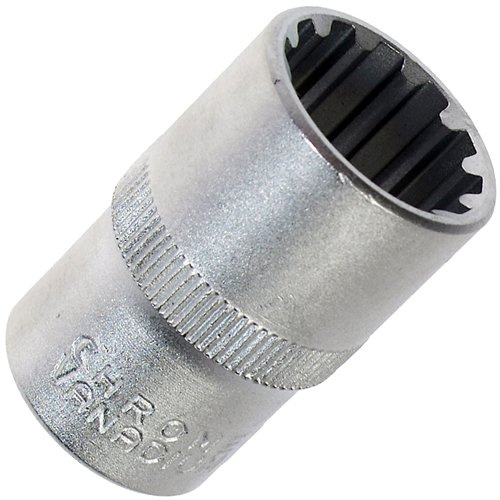 Alkan 15 mm 1/2 Multi Stecknuss 6-kant 12-kant Zoll CV-Stahl | Multi-Stecknuss für 19/32, 15 mm 6-kant und 12-kant/Vielzahn, 1/2 Antrieb, Chrom-Vanadium-Stahl