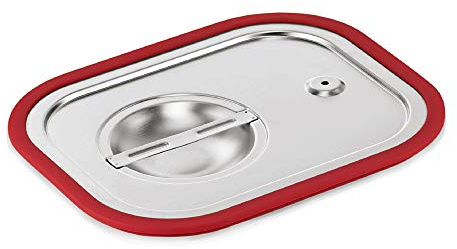 WAS 7012 003 Chromnickelstahl Deckel mit Umlaufender Silikondichtung für Serie 70 Gastronormbehälter, 1/2 GN