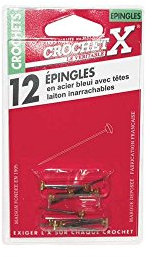 Crochet X TERF6 Epingle pour Crochets à tableau, Acier Bleui Tête en Laiton