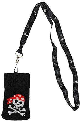 alles-meine.de GmbH Handytasche/Handysocke - Pirat - mit extra Anhänger Band und Karabiner - für Handy - Telefon - Kinder/Jungen - mit Schlüsselanhänger - Piraten Schatzinsel..