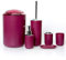 6tlg Badset Badezimmer Zubehör Set Organizer: Seifenspender, Zahnputzbecher, Kosmetikeimer, WC Bürste und Halter, Seifenschale, Mülleimer, Zahnbürstenhalter, Badgarnitur (Magenta Design 3)