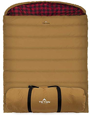 TETON Sports Canvas Mammoth Queen-Size Double Sleeping Bag; Warm and Comfortable for Family Camping