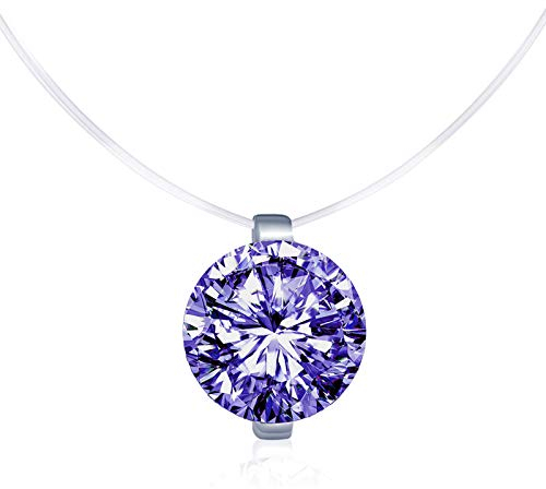 Unendlich U Kreativ Solitär Kette 925 Sterling Silber Lila Zirkonia Damen Halskette Anhänger Transparente Angelleine Nylonkette