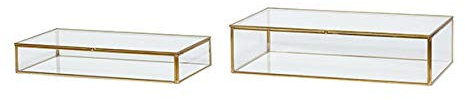 Hübsch - Schmuckkasten, Glaskasten, Schaukasten - Glasbox - 2er Set - Glas und Messing