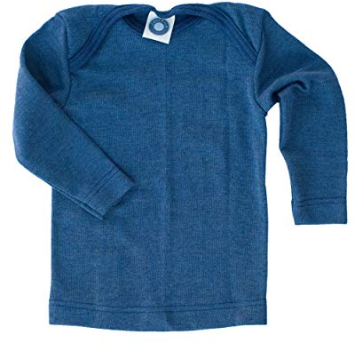 Cosilana, Baby Unterhemd Langarm, 70% Wolle 30% Seide (Marine, 50-56)