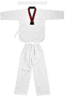 Alomejor Taekwondo Uniform Full Cotton Long Sleeves mit weißem Gürtel Karate Kostüm für Erwachsene & Kinder(120) Taekwondo