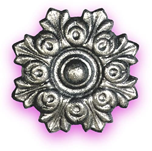 Déco fer Forgé-ROSACE FONTE DECORATION- H10 cm par 10 cm- Pour Porte Portail Portillon battant coulissant -1 Inserts Taraudés M6 Face Arriere- Usage Interieur Exterieur Satisfaction Garantie Robuste