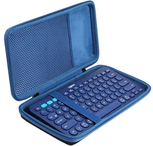 Khanka Hard Travel Case For Logitech K380 Multi-Device Bluetooth Keyboard.(Black/Blue)